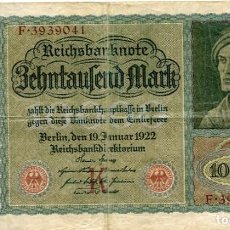 Billetes extranjeros: BILLETE INFLACIONARIO DE ALEMANIA 10 000 MARCOS AÑO 1922 REICH