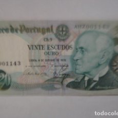Banconote internazionali: PORTUGAL 20 ESCUDOS BILLETE AÑO 1978 MIRA OTROS EN VENTA. Lote 214148562