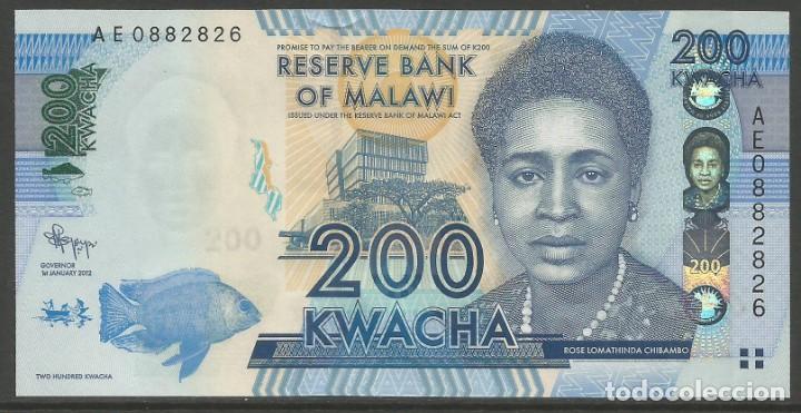 Billetes extranjeros: MALAWI - 200 KWACHA 2012 - S / C - Foto 2