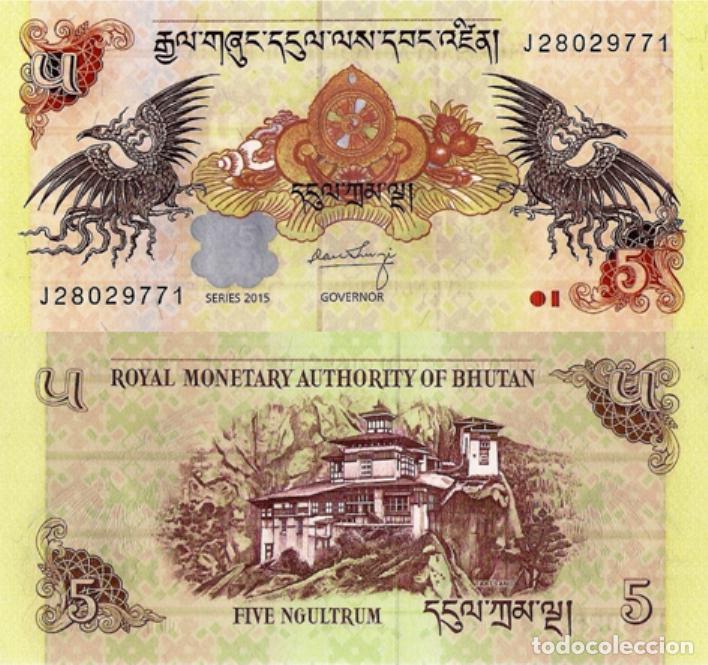 Billetes extranjeros: BHUTAN, 5 NGULTRUM, 2015, P28c, UNC - Foto 1