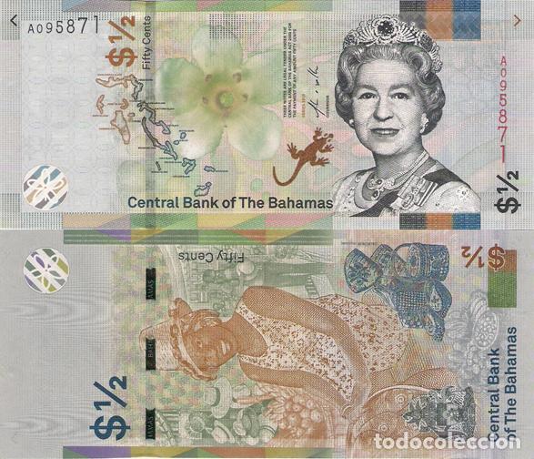 Billetes extranjeros: BAHAMAS, 1/2 Dollar, 2019, P-NEW, Prefix A, UNC - Foto 1