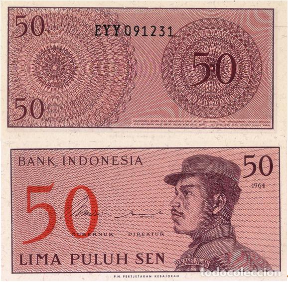 Billetes extranjeros: INDONESIA, 50 SEN, 1964, P94, UNC - Foto 1