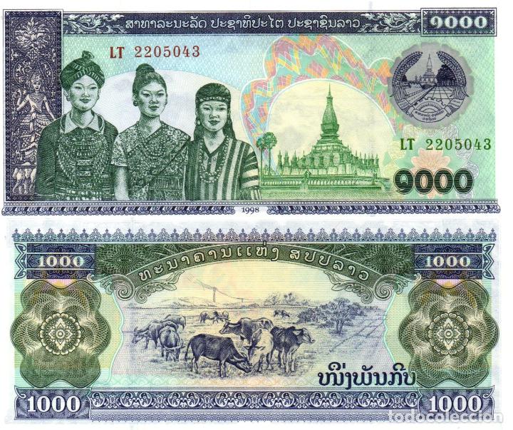 Billetes extranjeros: Laos. 1000 Kip. 1992-1996. SC - Foto 1