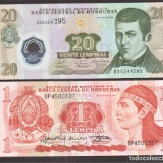 Billetes extranjeros: BILLETE DE AMERICA HONDURAS 2 BILLETES PLANCHA