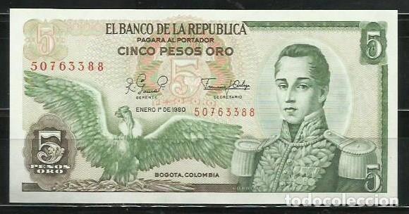 Billetes extranjeros: COLOMBIA - BILLETE DE 5 PESOS SIN CIRCULAR - Foto 1