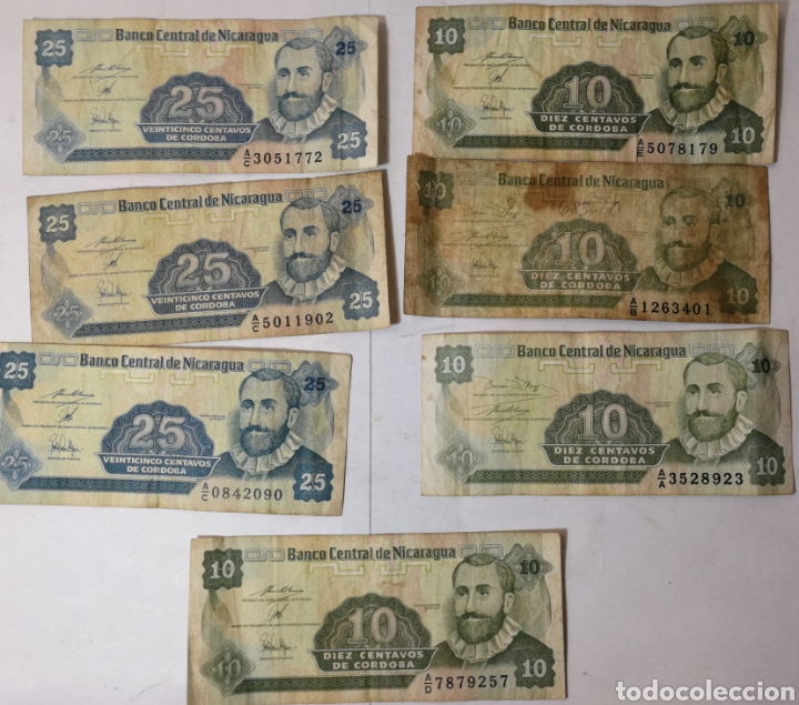 Billets internationaux: lote 7 billetes de nicaragua . notafilia numismatica