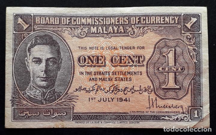 Billetes extranjeros: MALAYA BILLETE DE 1 CENT DE 1941 P-6 - Foto 1