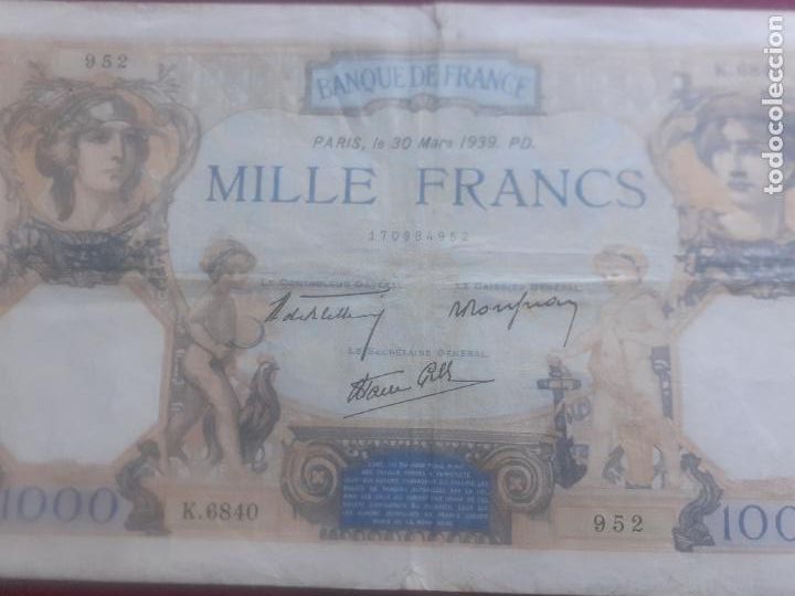 Billetes extranjeros: Francia. 1000 francos de 1939 - Foto 2