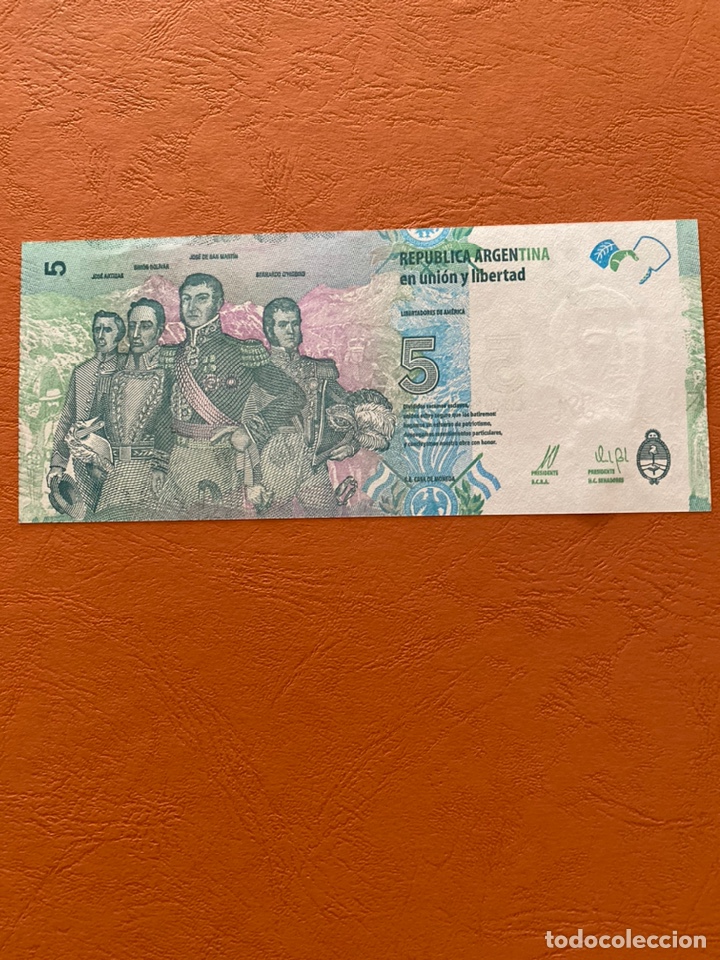 Billetes extranjeros: 5 pesos.Argentina - Foto 2