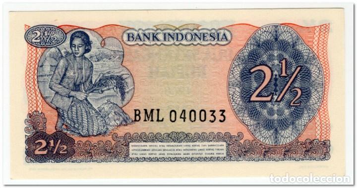 Billetes extranjeros: INDONESIA,2 1/2 RUPIAH,1968, - Foto 2
