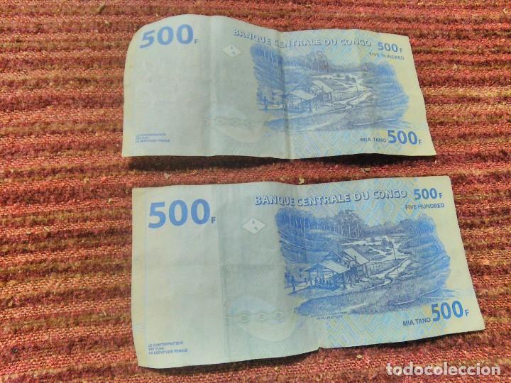 Billetes extranjeros: Dos billetes 500 francos Congo 2002 - Foto 1