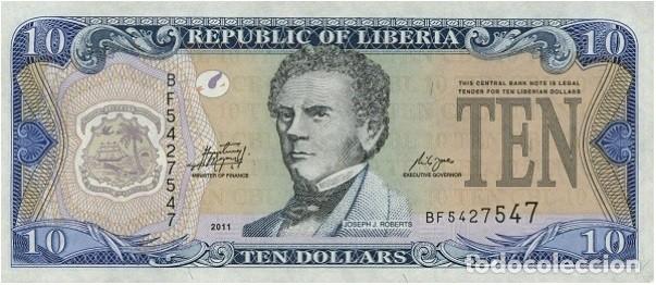 Billetes extranjeros: Liberia 10 dollars 2011 pk 27f SIN CIRCULAR - Foto 1