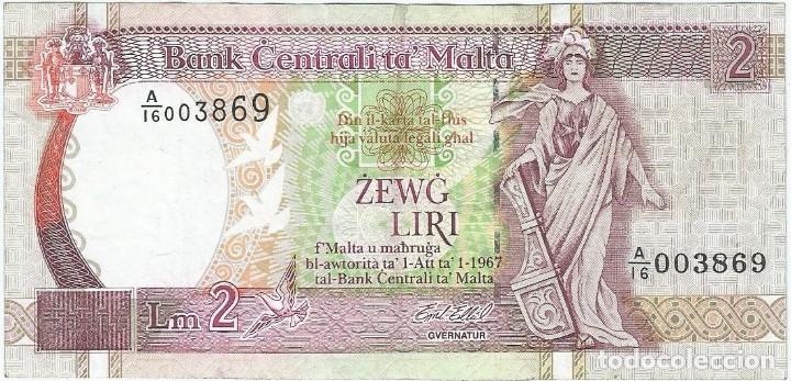 Billetes extranjeros: Malta 2 liri 1994 pk 45c - Foto 1
