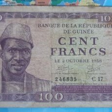 Billetes extranjeros: GUINEA 100 FRANCS FRANCOS 1958 P7 USADO. Lote 221089503