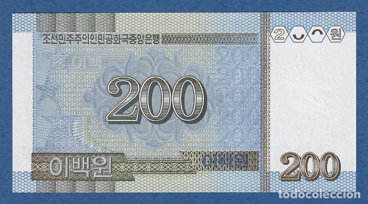 Billetes extranjeros: COREA DEL NORTE // NORTH KOREA -- 200 WON ( 2005 ) -- UNC -- PICK 48a . - Foto 2