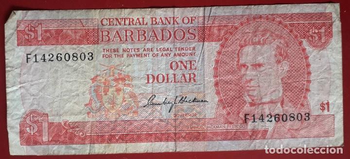 Billetes extranjeros: Billete 1 d&oacute;lar Barbados - Foto 1