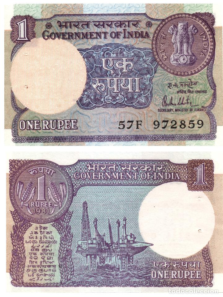 Billetes extranjeros: India. 1 Rupia. 1981- P-78. SC. - Foto 1