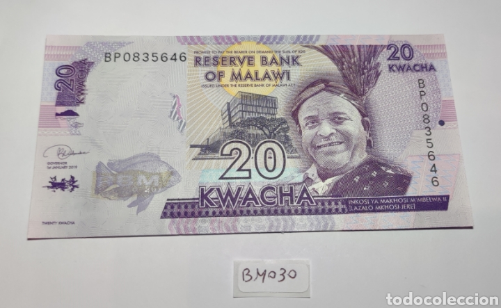 Billets internationaux: Billete Malawi.20 Kwacha 2019.&Aacute;frica.SC