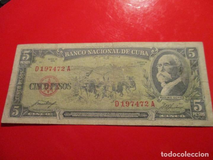 Billetes extranjeros: Cuba. billete de 5 pesos. 1958 - Foto 1