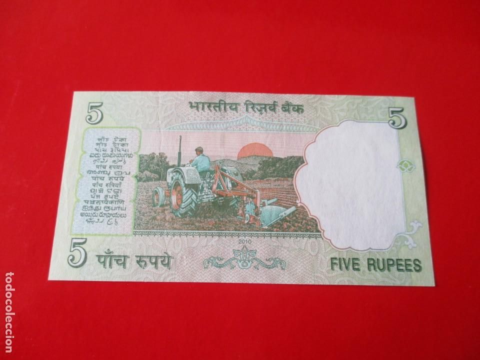 Billetes extranjeros: India. billete de. 5 rupias. - Foto 2
