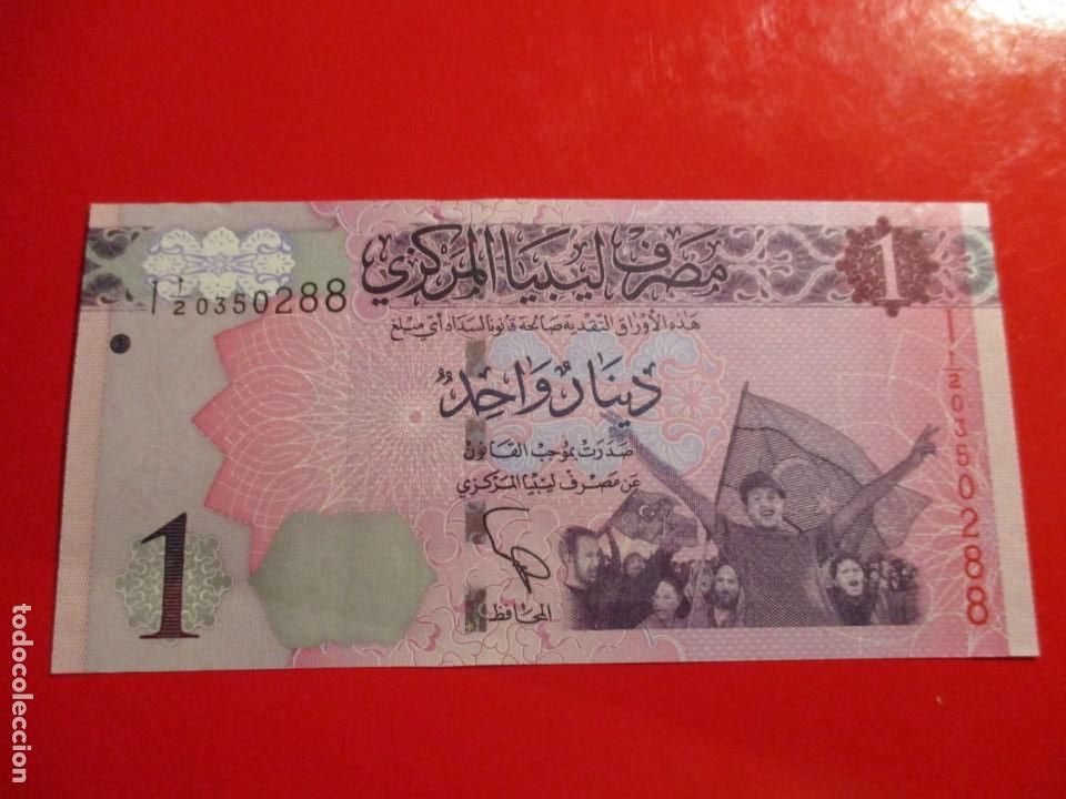 Billetes extranjeros: Libya. billete de 1 dinar 2013 - Foto 2
