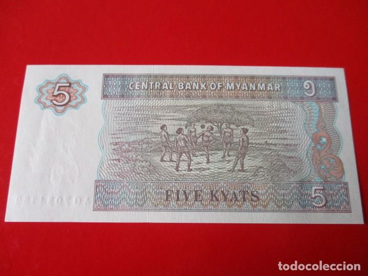 Billetes extranjeros: Myanmar. billete de 5 kyats - Foto 2