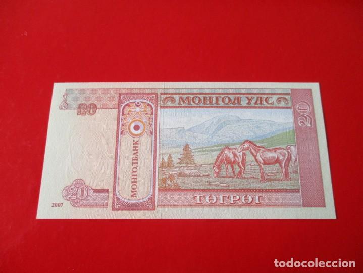 Billetes extranjeros: Mongolia. billete de 20 tugrik 2007 - Foto 2