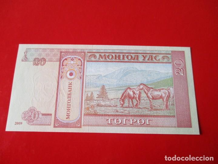 Billetes extranjeros: Mongolia. billete de 20 tugrik 2009 - Foto 2
