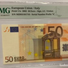 Billetes extranjeros: 50 EUROS 2002 ITALIA CERTIFICADO PMG 67