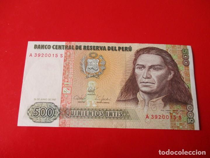 Billetes extranjeros: Peru. billete de 500 intis. 1987 - Foto 1