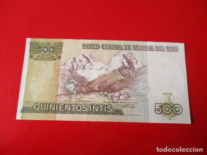 Billetes extranjeros: Peru. billete de 500 intis. 1987 - Foto 2