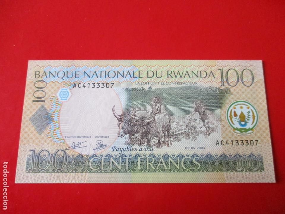 Billetes extranjeros: Rwanda. billete de 100 francos 2003 - Foto 1