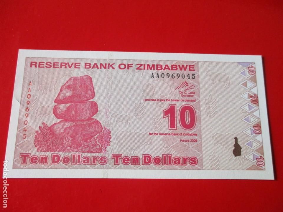 Billetes extranjeros: Zimbabwe billete de 10 dolares 2009 - Foto 1