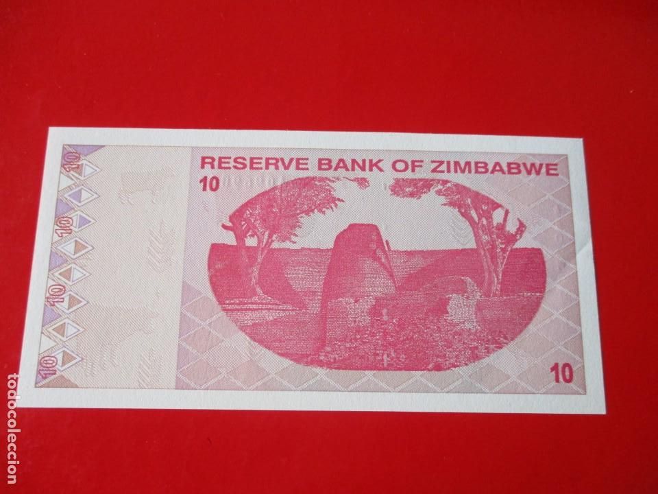 Billetes extranjeros: Zimbabwe billete de 10 dolares 2009 - Foto 2