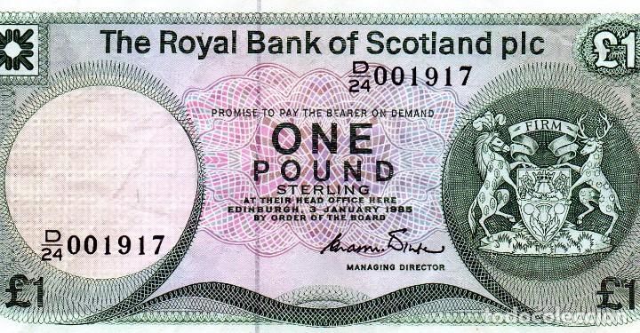 Billetes extranjeros: Billete de escocia one pound 1985 - Foto 1