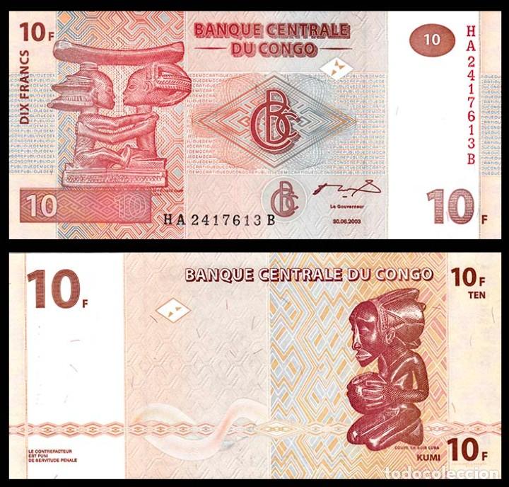 Billetes extranjeros: CONGO: 10 francos. SC. UNC - Foto 1