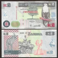 Billetes extranjeros: ZAMBIA. 2 KWACHA 2012. S/C. PICK 49 A. FAUNA. ANTILOPE. SIN BARRAS PARA CIEGOS.. Lote 363603270