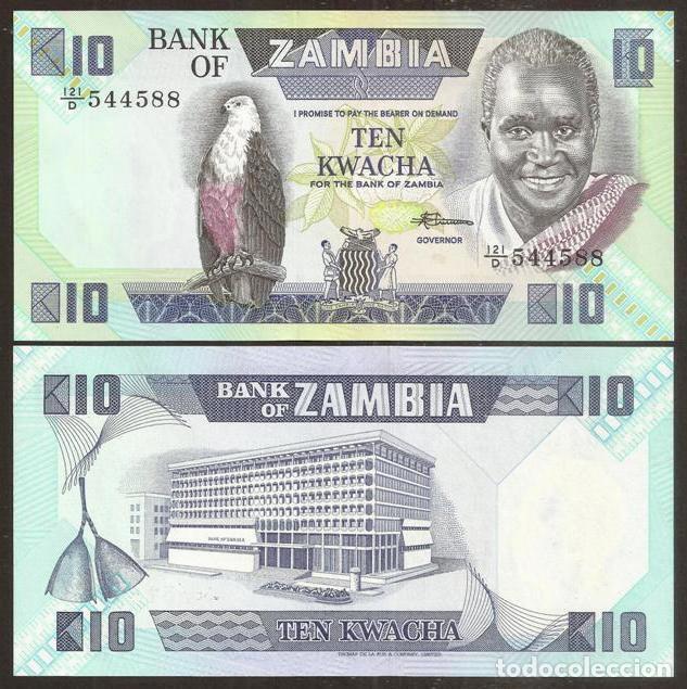 ZAMBIA. 10 KWACHA (1986-88). S/C. PICK 26E. (Numismática - Notafilia - Billetes Internacionales)