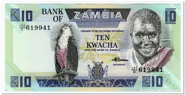 Billetes extranjeros: ZAMBIA,10 KWACHA,1986-88,P.26e,UNC