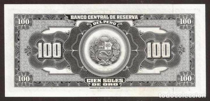 Billetes extranjeros: PERU. 100 soles de oro 20.8.1965. Pick 90. S/C - Foto 2 - 238592560