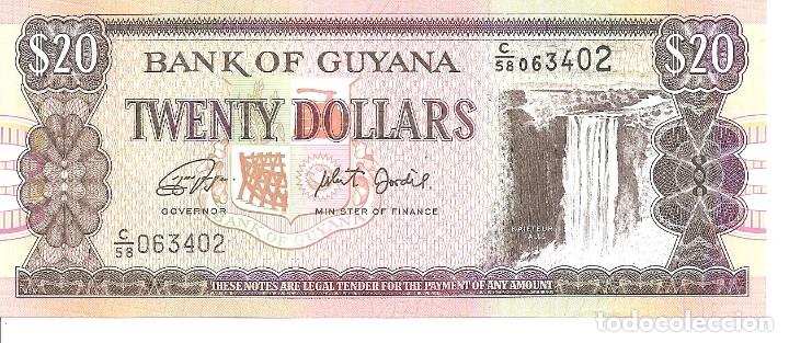 Billetes extranjeros: GUYANA 20 DOLLARS 2018 SC - Foto 1