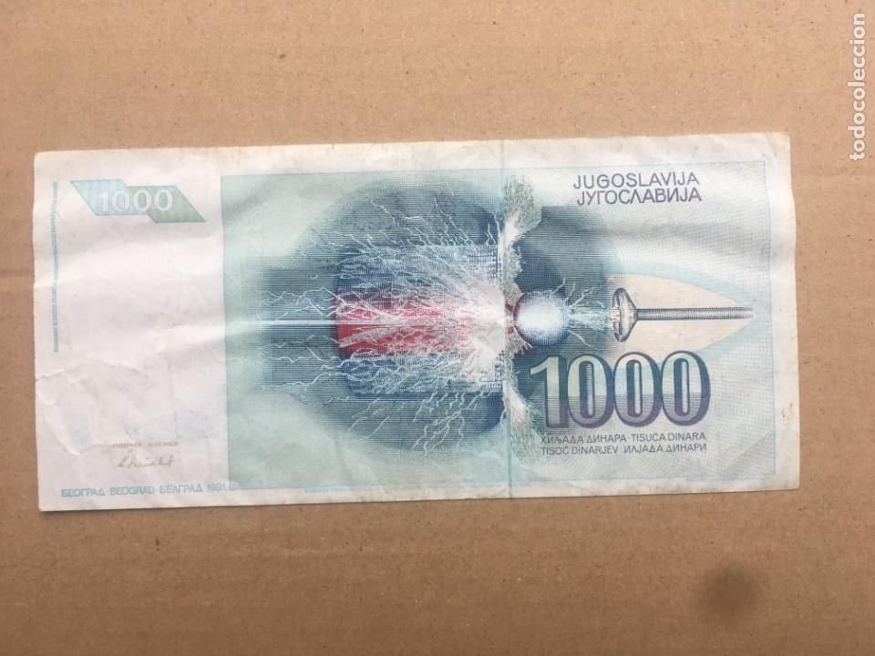 Billetes extranjeros: YUGOSLAVIA - 1000 DINARA 1991 MBC- - Foto 2