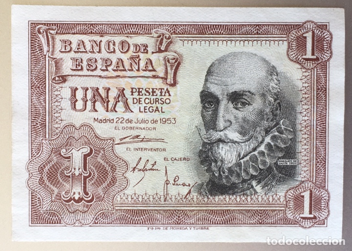 Billetes extranjeros: Espa&ntilde;a. 1 peseta 1953 - Foto 1