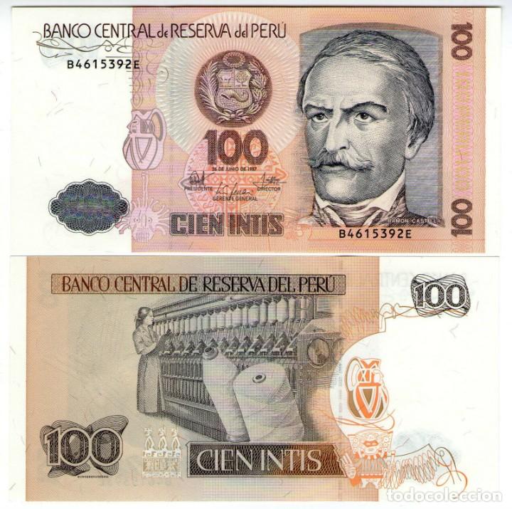 Billetes extranjeros: PERU 100 INTIS 1987 P 131b UNC - Foto 1