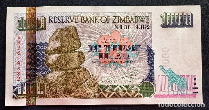 Billetes extranjeros: ZIMBABWE BILLETE DE 1000 DOLLARS DEL 2003 - Foto 1