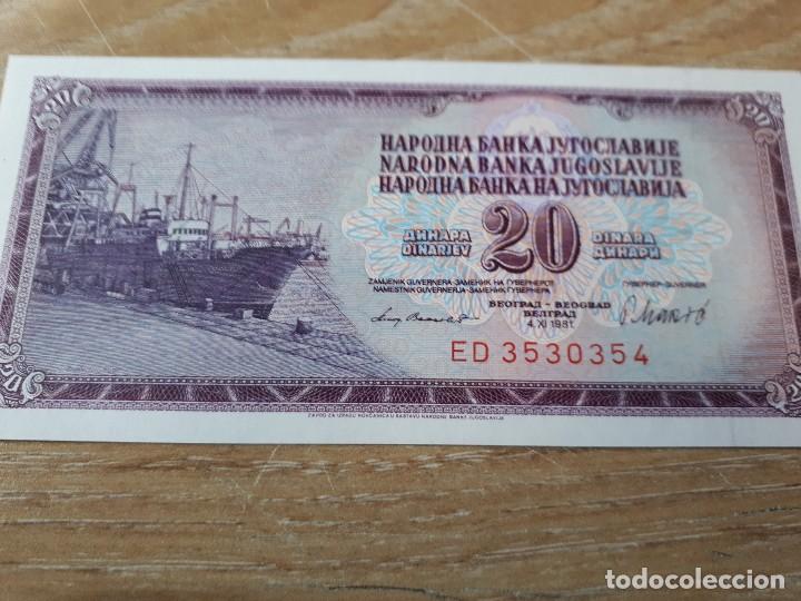 Billetes extranjeros: YUGOSLAVIA 20 DINARES - Foto 1