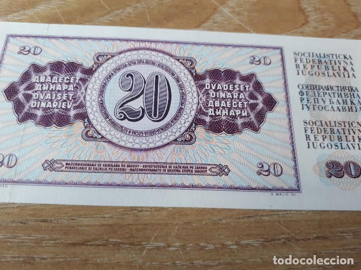 Billetes extranjeros: YUGOSLAVIA 20 DINARES - Foto 2