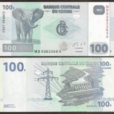 Billetes extranjeros: CONGO REP. DEM. 100 FRANCS 30.06. 2013. FAUNA. ELEFANTE. VER FIRMA.. Lote 400980934
