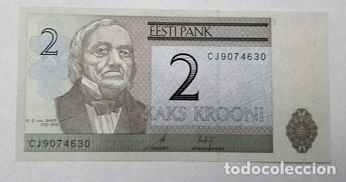 Billetes extranjeros: billete estonia 2 krooni 2007 unc - Foto 1