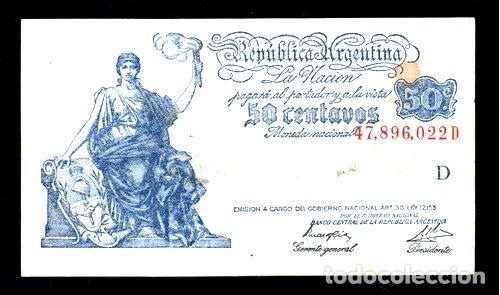 Billetes extranjeros: billete 50 centavos moneda nacional progreso bottero 1806 - Foto 1